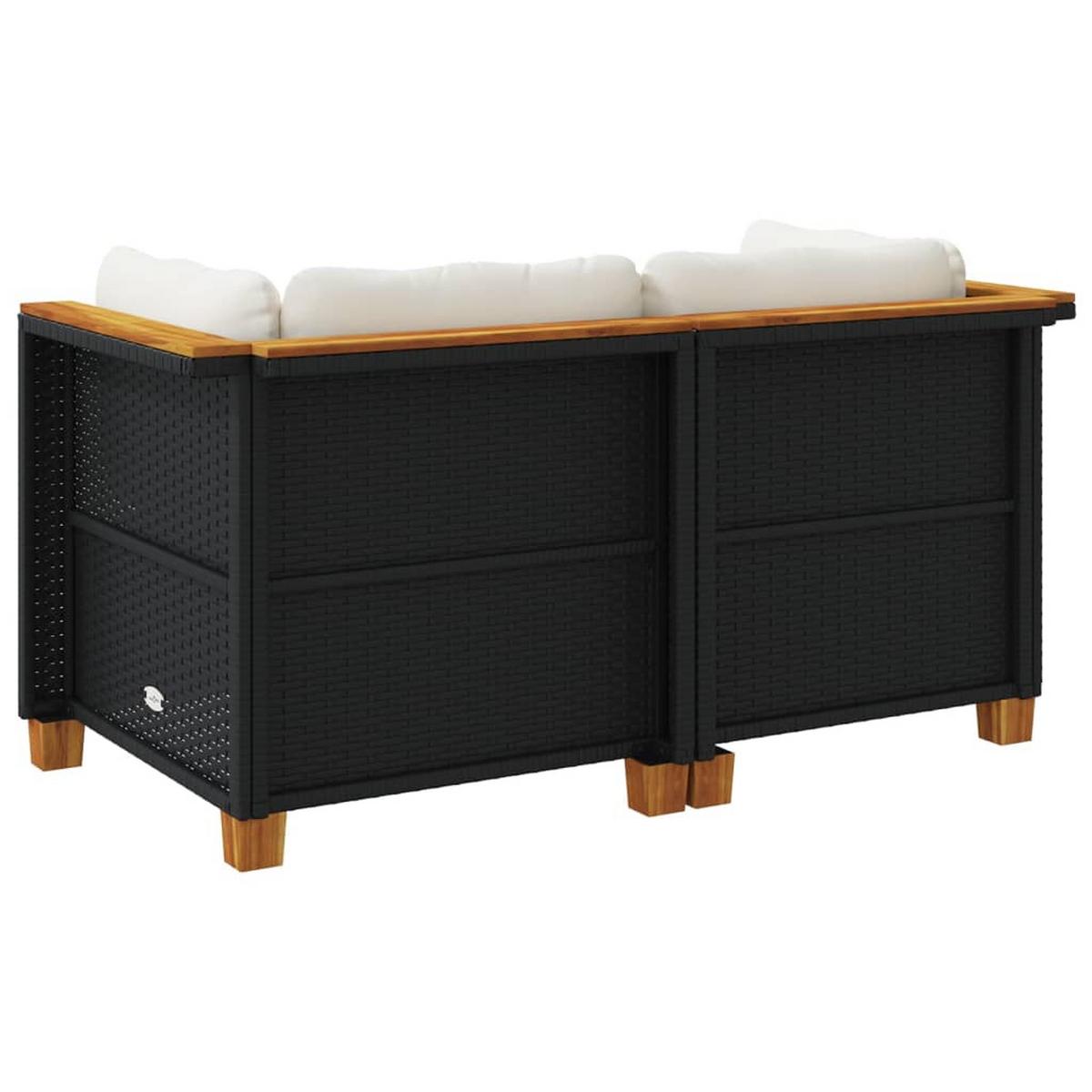 GARTENSOFA LYXAE 127/62/63.5 cm （2-SITZER） - Schwarz, Holz (127/62/63.5cm) - ZMH