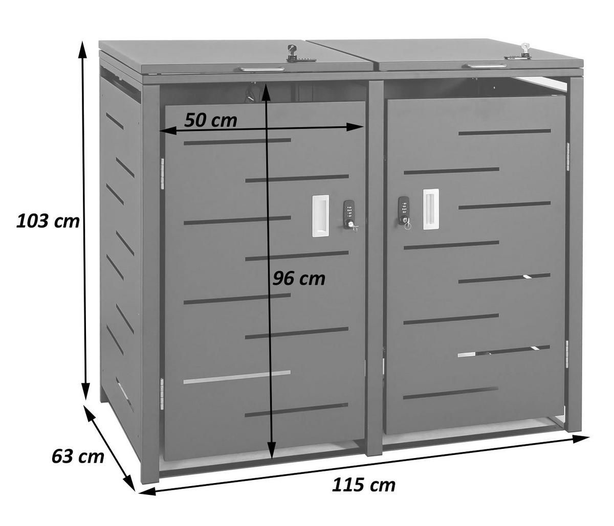 MÜLLTONNENVERKLEIDUNG 2ER Anthrazit - Anthrazit, Metall (115/103/63cm) - MCW