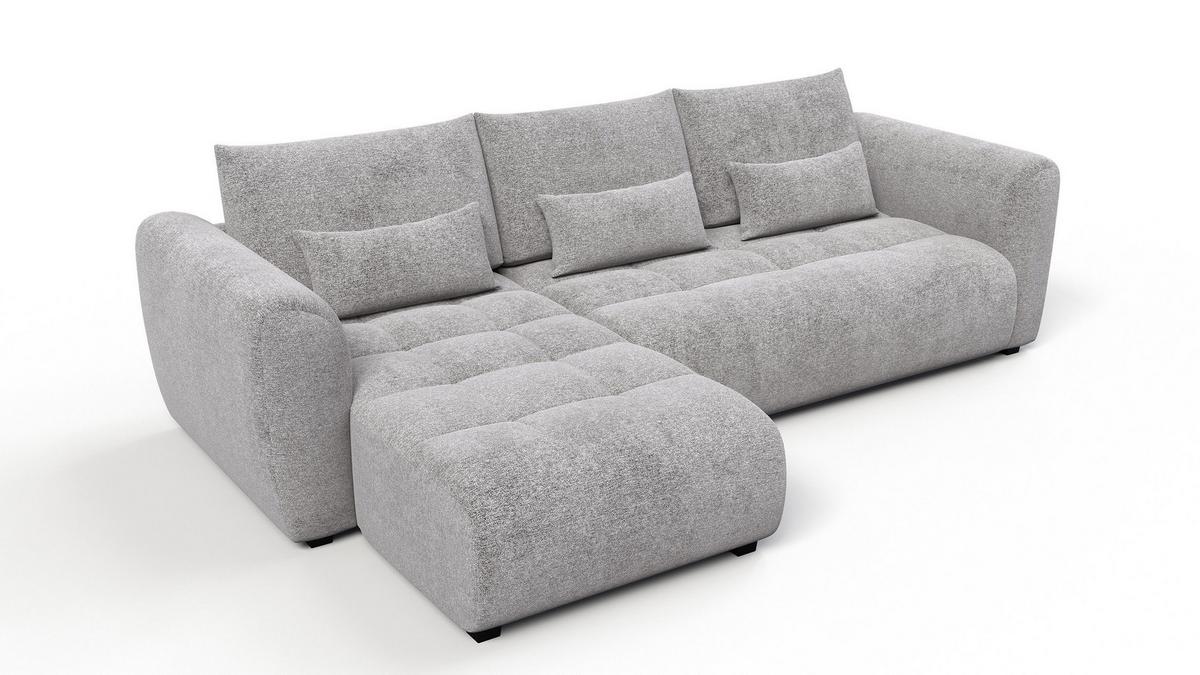 ECKSOFA SORENO 4-Sitzer, platingrau - Schwarz/Grau, Holz/Textil (293/171cm) - Wozimo