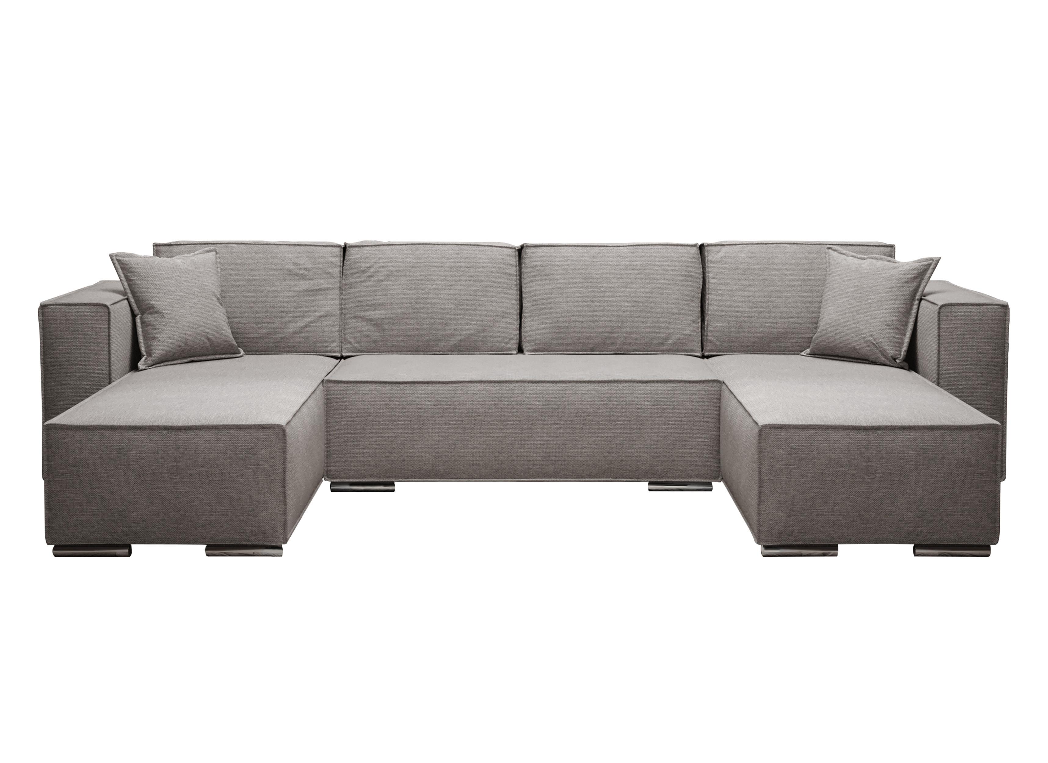 WOHNLANDSCHAFT Vinoria Hellgrau 327/180/82 cm mit Schlaffunktion - Chromfarben/Hellgrau, Textil/Metall (327/82/180cm) - AX Living