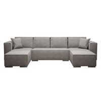WOHNLANDSCHAFT Vinoria Hellgrau 327/180/82 cm mit Schlaffunktion - Chromfarben/Hellgrau, Textil/Metall (327/82/180cm) - AX Living