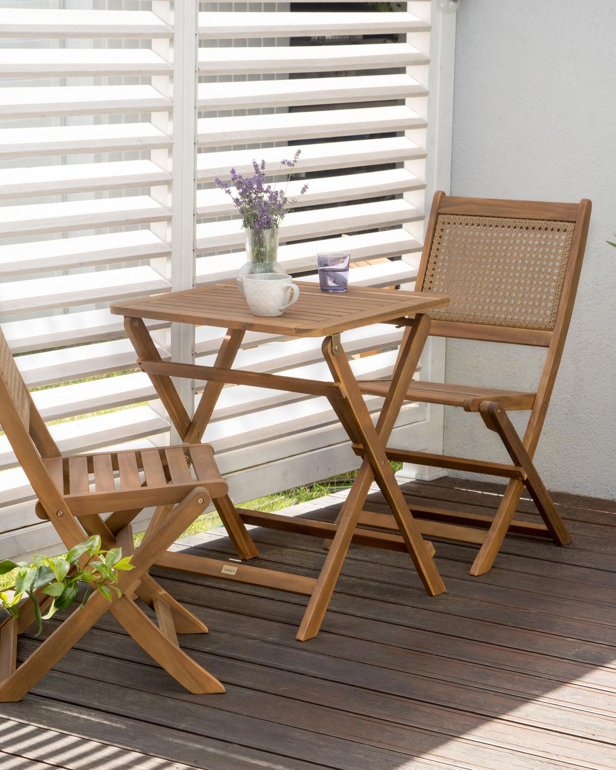 GARTENSTUHL 2er-Set Heller Holzfarbton Paraggi - Hellbraun, Holz (51/90/60cm) - Beliani