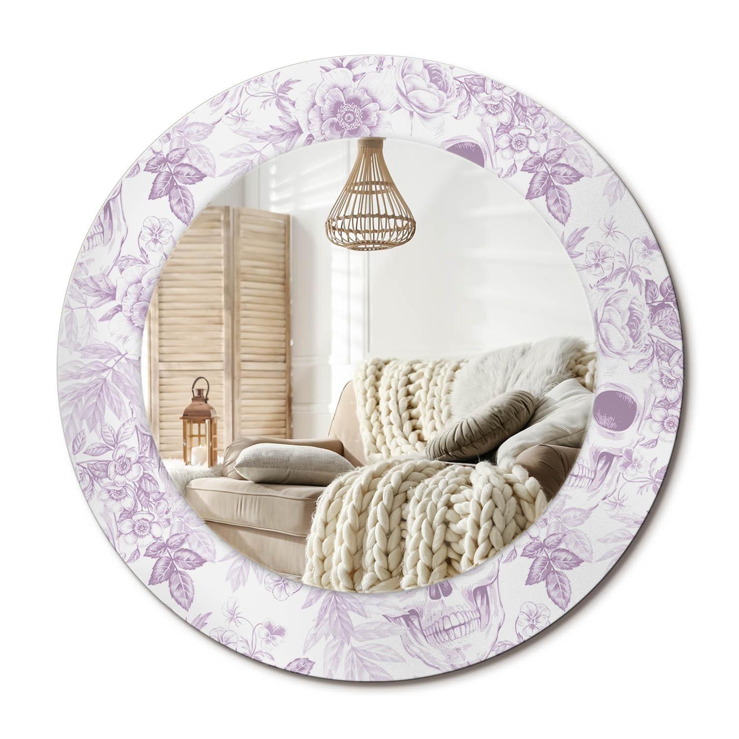 SPIEGEL Rund Ø 50 cm mit Aufdruck - Violett, Glas (50/50/0.4cm) - Wallfluent