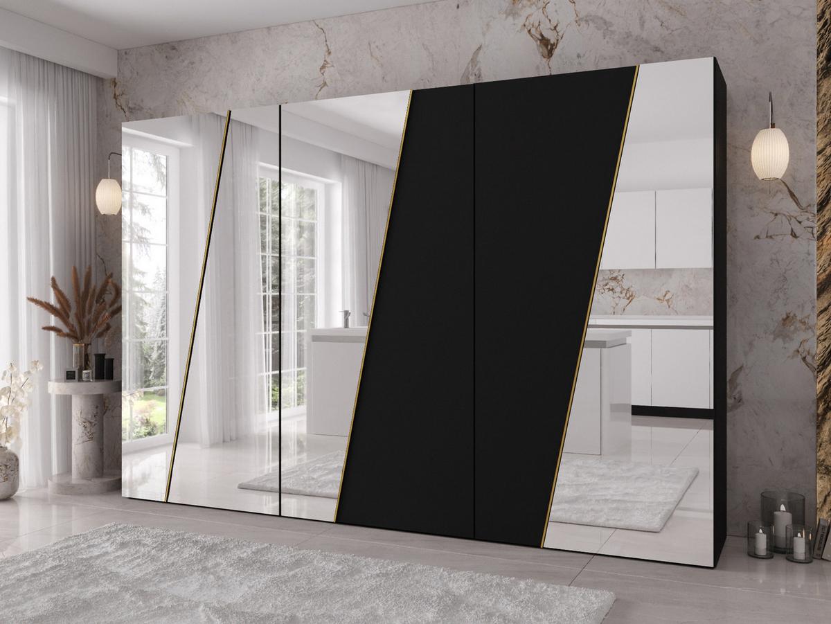 DREHTÜRENSCHRANK Zen 4L 300 cm - Goldfarben/Schwarz, Holzwerkstoff/Kunststoff (300/202/50cm) - MIRJAN24