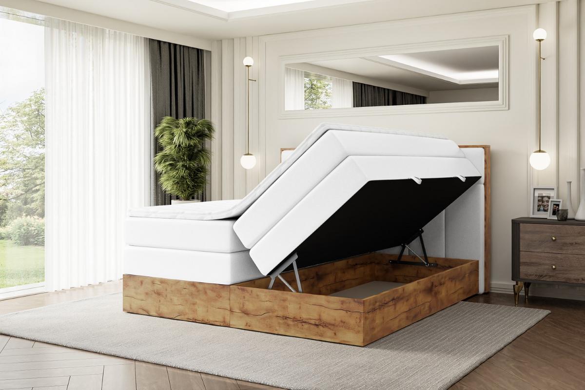 BOXSPRINGBETT mit Matratze H3|H4 und Lattenrost - LOLLI7 KING-120x200 - Weiß - Weiß, Holzwerkstoff (120/200cm) - ALTDECOR