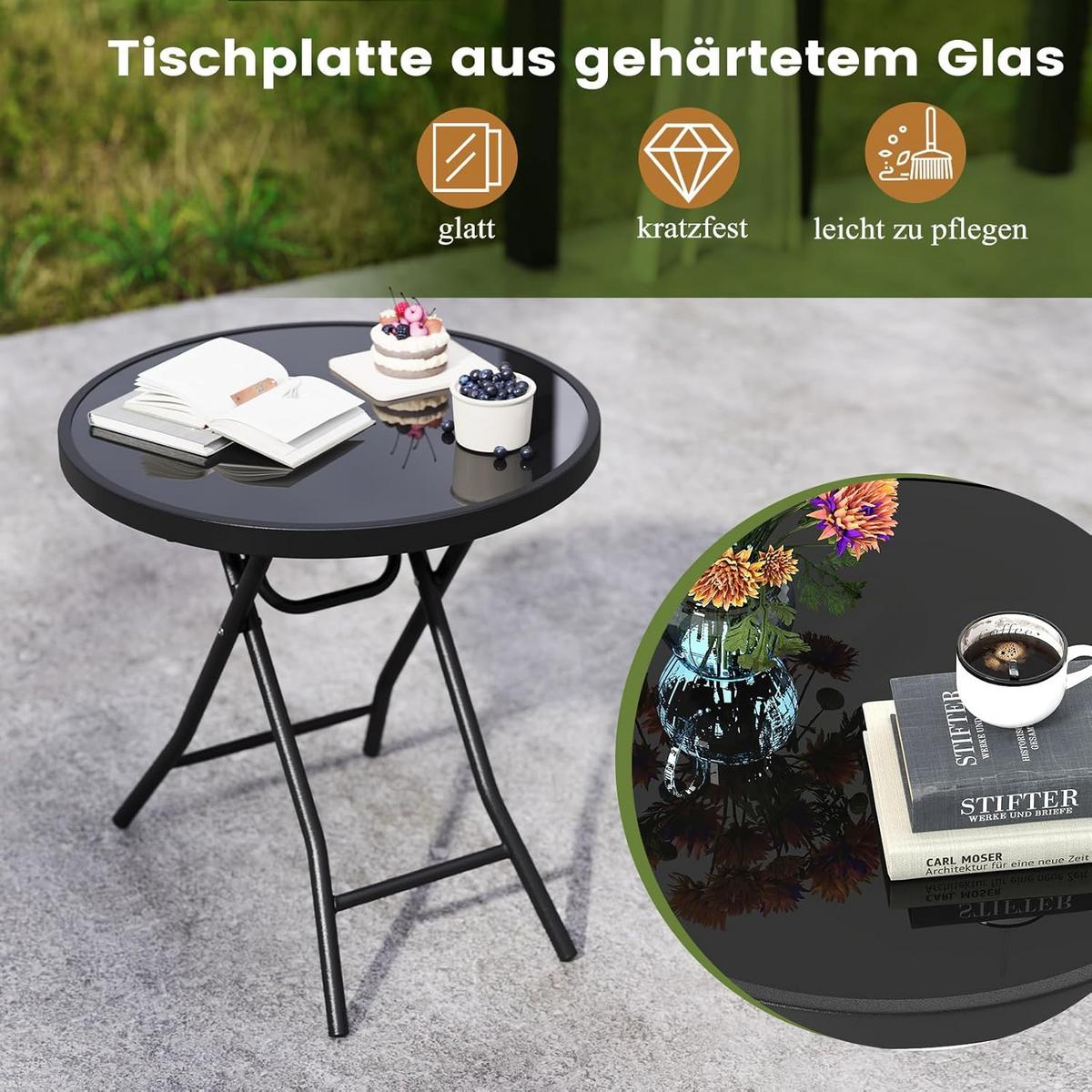 BEISTELLTISCH Schwarz - Schwarz, Metall (46/46/48cm) - COSTWAY