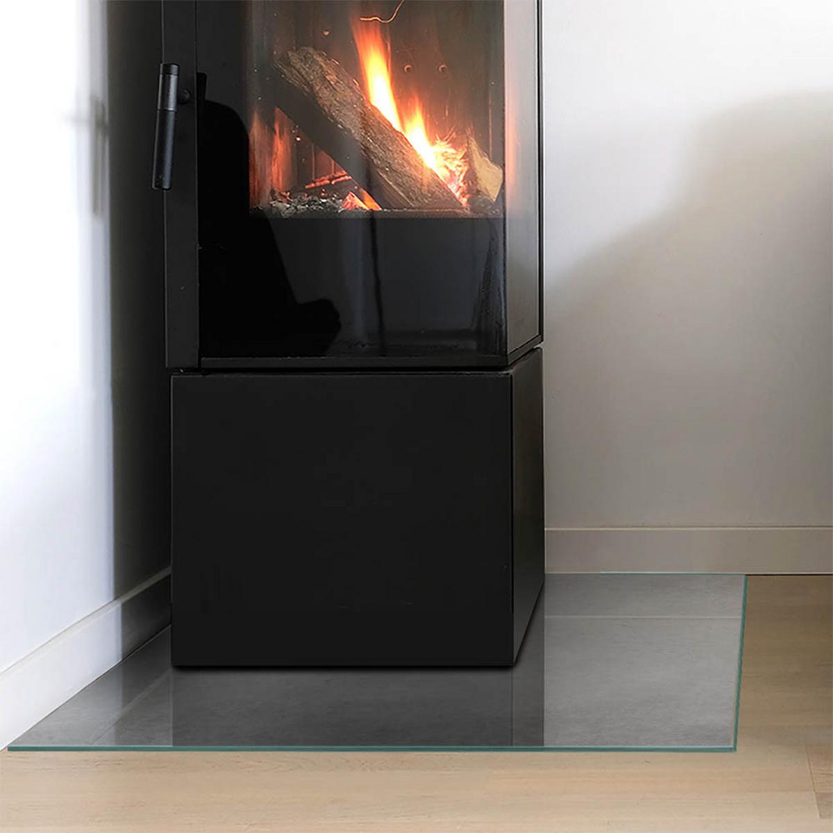 GLASPLATTE für Kamin 60x60 cm - Grau, Glas (60/60/0.4cm) - TULUP