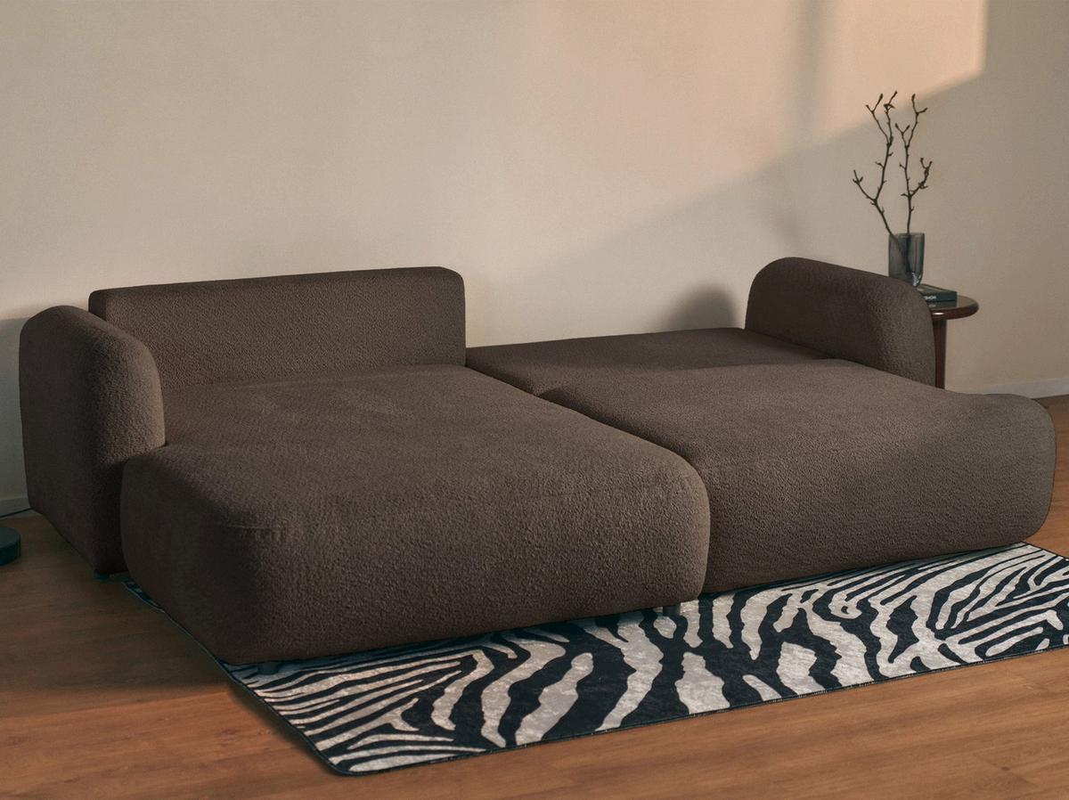ECKSOFA Tvoya Braun Bouclé - Schwarz/Braun, Kunststoff/Textil (267/175cm) - Selsey