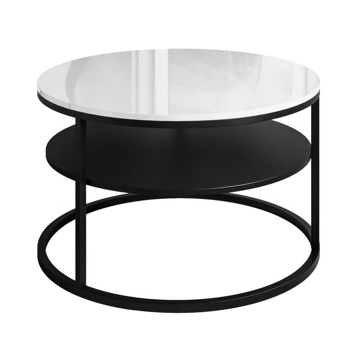 COUCHTISCH CIRI mit Regal Hochglanz - Schwarz/Weiß, Holzwerkstoff (70/70/48.6cm) - Lookway