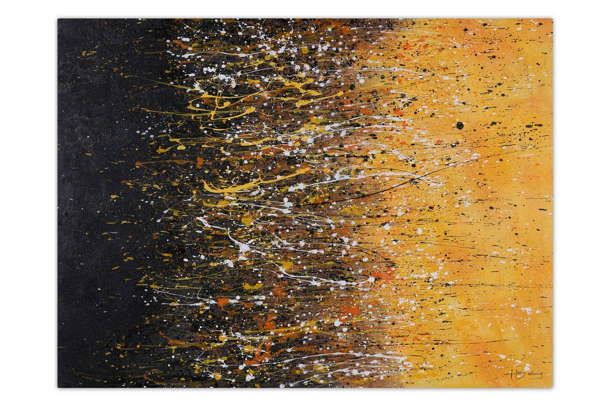 ACRYLBILD HANDGEMALT 100/75 cm - Gelb, Holz/Textil (100/75cm) - KUNSTLOFT