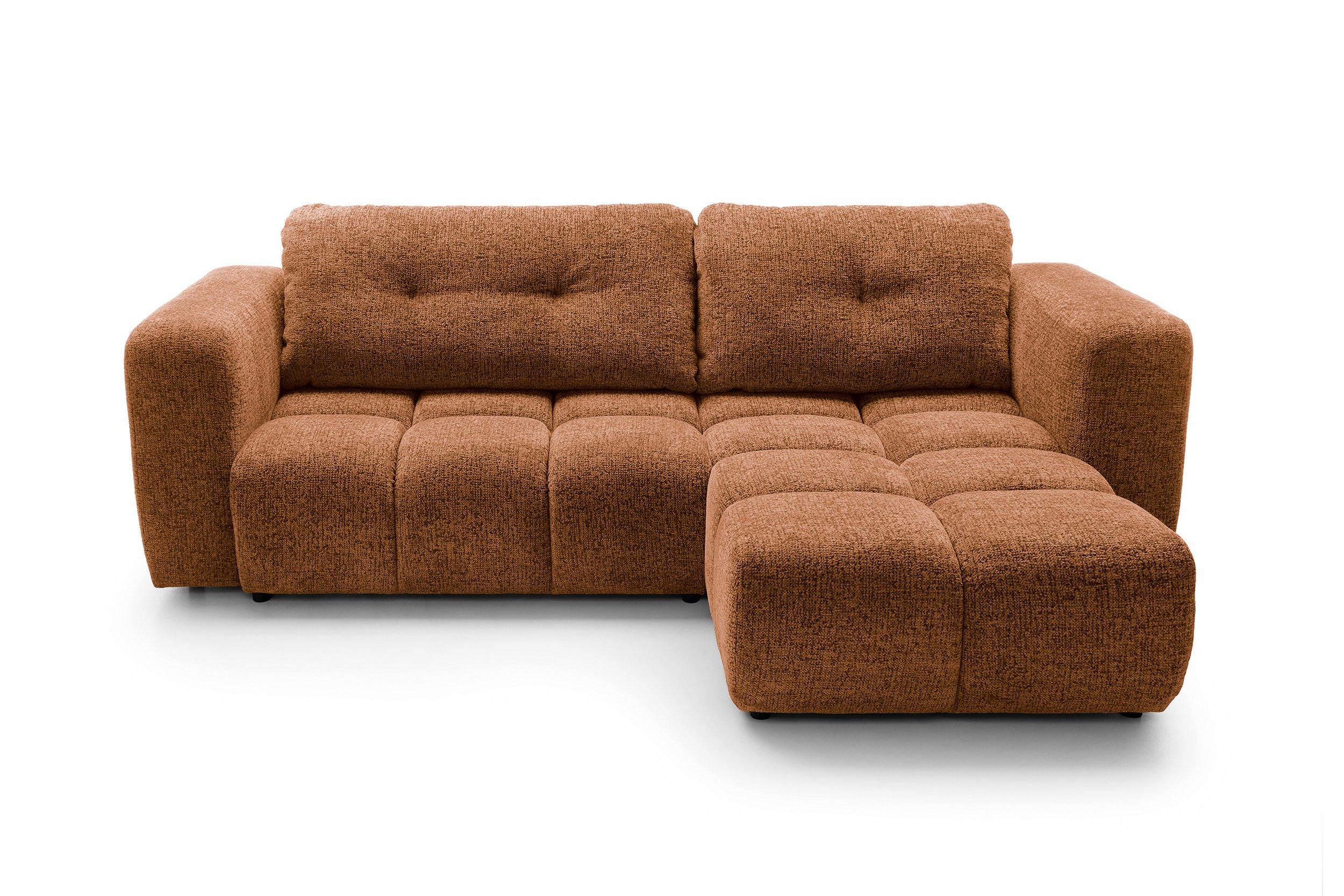 ECKSOFA ARTE 02 Orange Chenille mit Schlaffunktion - Orange, Holz (273/176cm) - MASSENO