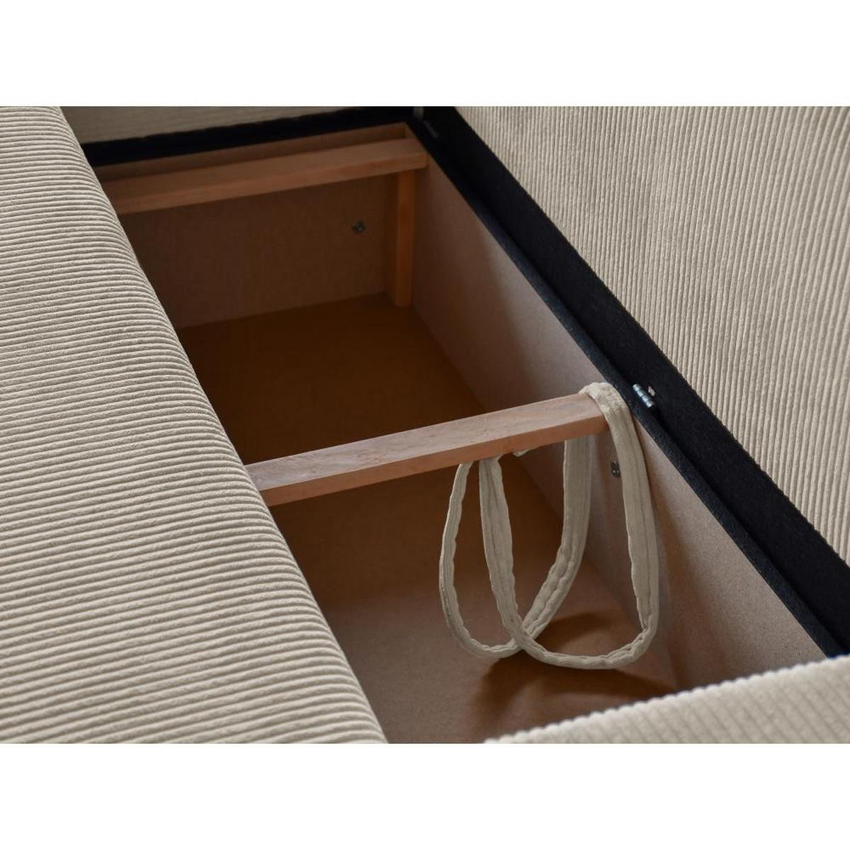 ECKSCHLAFSOFA mit Schlaffunktion Hektor, 247 cm, Ottomane 70 cm, beige - Beige/Schwarz, Kunststoff/Textil (247/152cm) - Beautysofa
