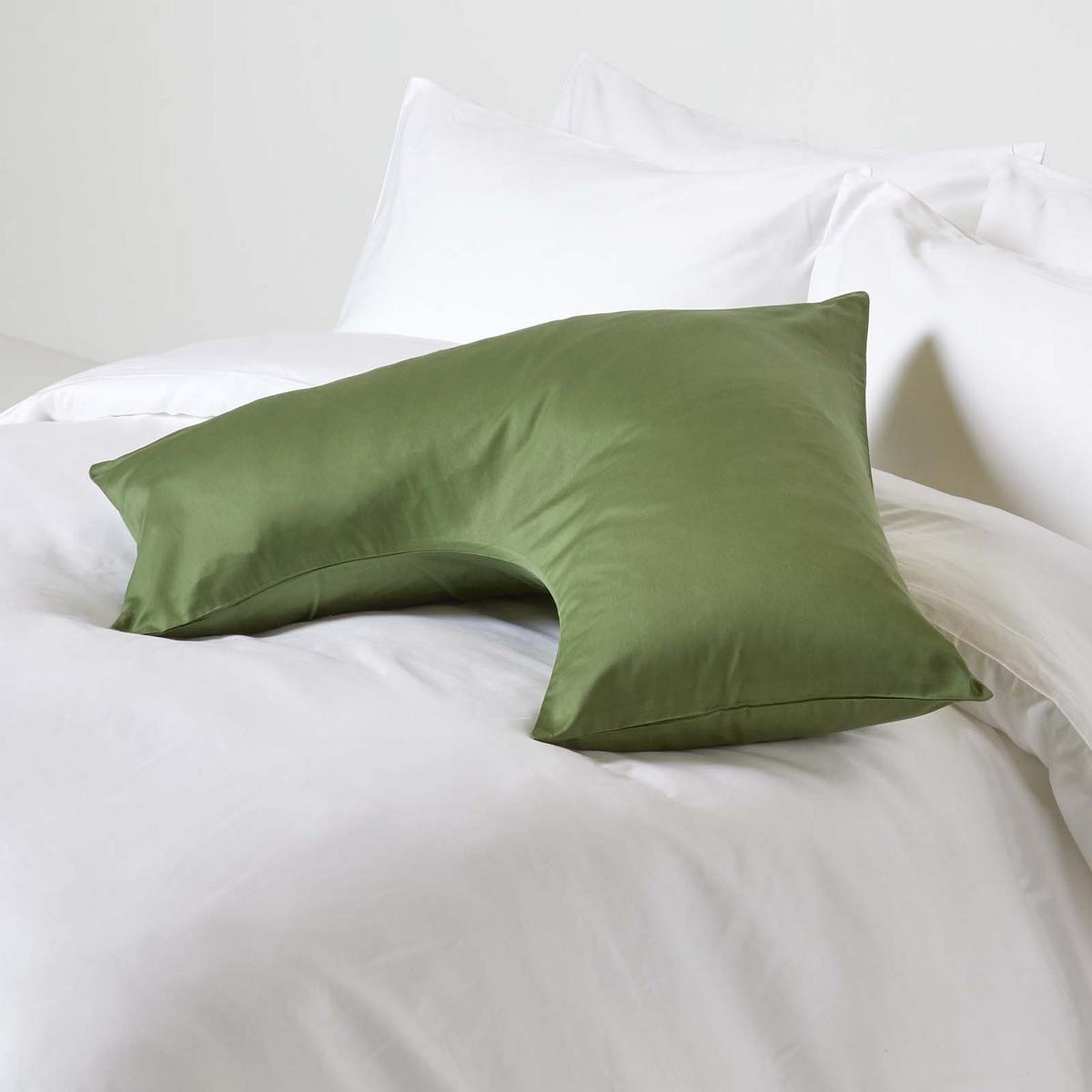 BIO-KISSENBEZUG für V-Form-Kissen, Satin, Fadendichte 400 - Grün, Textil (38/76cm) - Homescapes