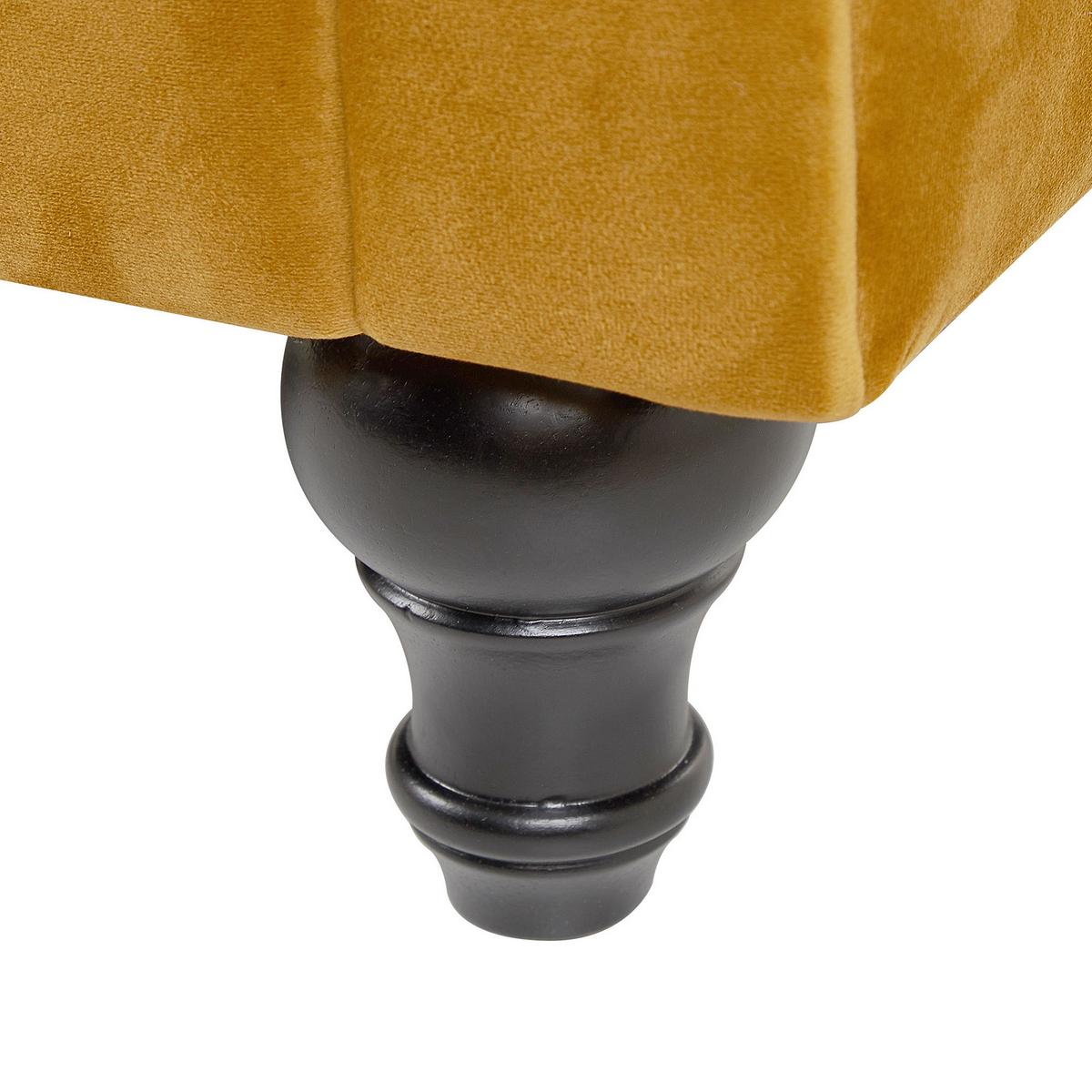 SESSEL Samtstoff senfgelb Rautenmuster Chesterfield - Gelb, Textil (110/70/75cm) - Beliani