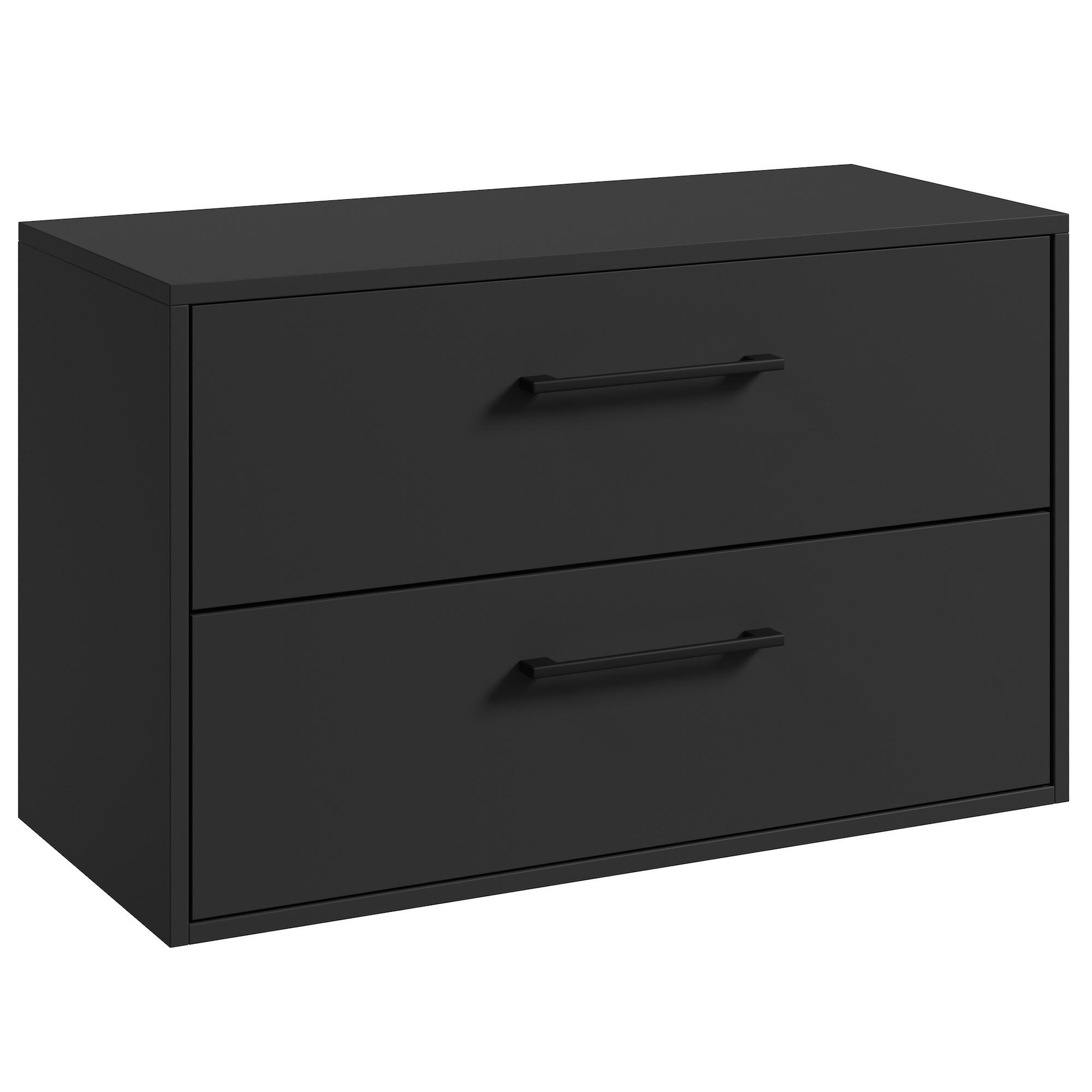 WASCHBECKENUNTERSCHRANK Florence 2 Schubladen Matt Schwarz - 80 x 46 x 46 cm - Schwarz, Holz (80/46/46cm) - Badplaats