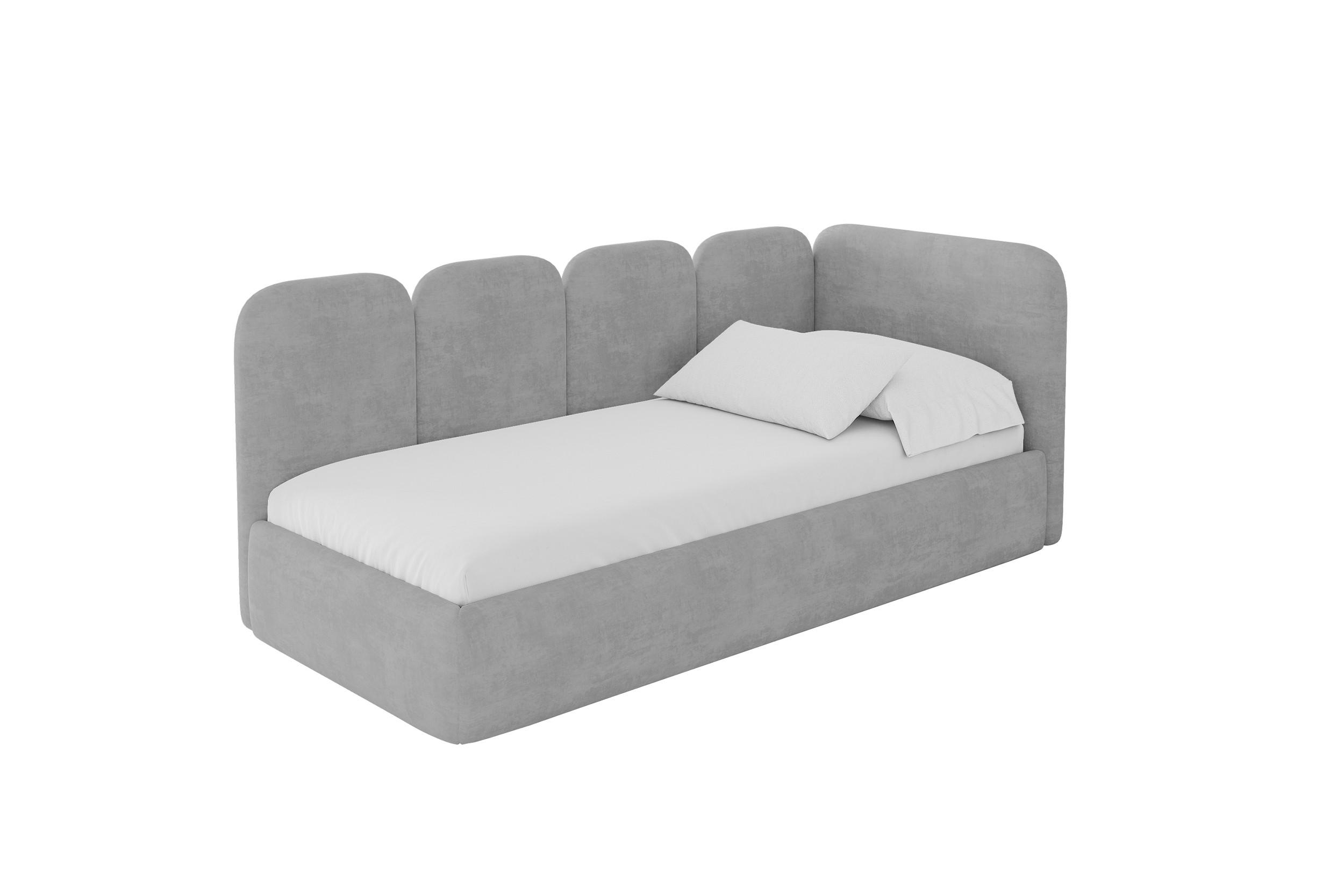 EINZELLBETT Jugendbett mit Bettkasten, Links - VELY 100x200 Grau - Hellgrau, Holzwerkstoff/Textil (100/200cm) - ALTDECOR