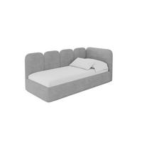EINZELLBETT Jugendbett mit Bettkasten und Matratze H3/H4, Links - VELY 80x200 Grau - Hellgrau, Holzwerkstoff/Textil (80/200cm) - ALTDECOR