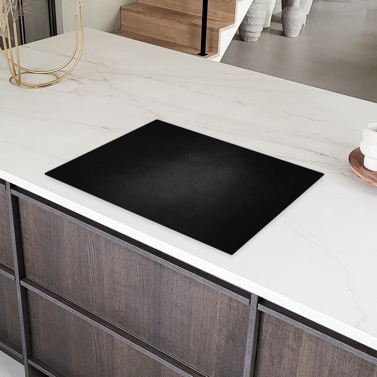 HERDABDECKPLATTE Beton - Schwarz - Grau - Strukturiert - Industriell Herdabdeckung Induktionsfeld 75x52 cm - Graphitfarben, Kunststoff (75/52/0.2cm) - MuchoWow