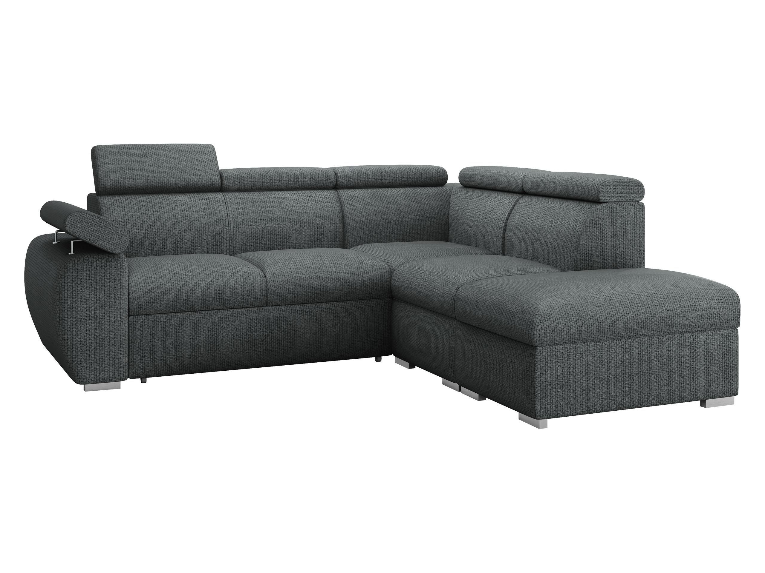 ECKSOFA Boston 2RR1P, Seite: Rechts 2R+R+1P(65)+PUFAP - Silberfarben/Blaugrau, Holz/Textil (260/230cm) - MIRJAN24