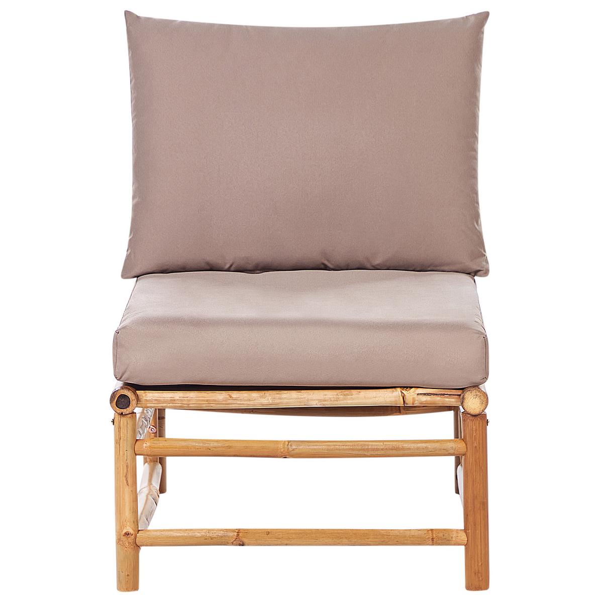 LOUNGE SET 5-Sitzer Bambusholz hellbraun 3-teilig Auflagen taupe Cerreto - Taupe, Holz - Beliani