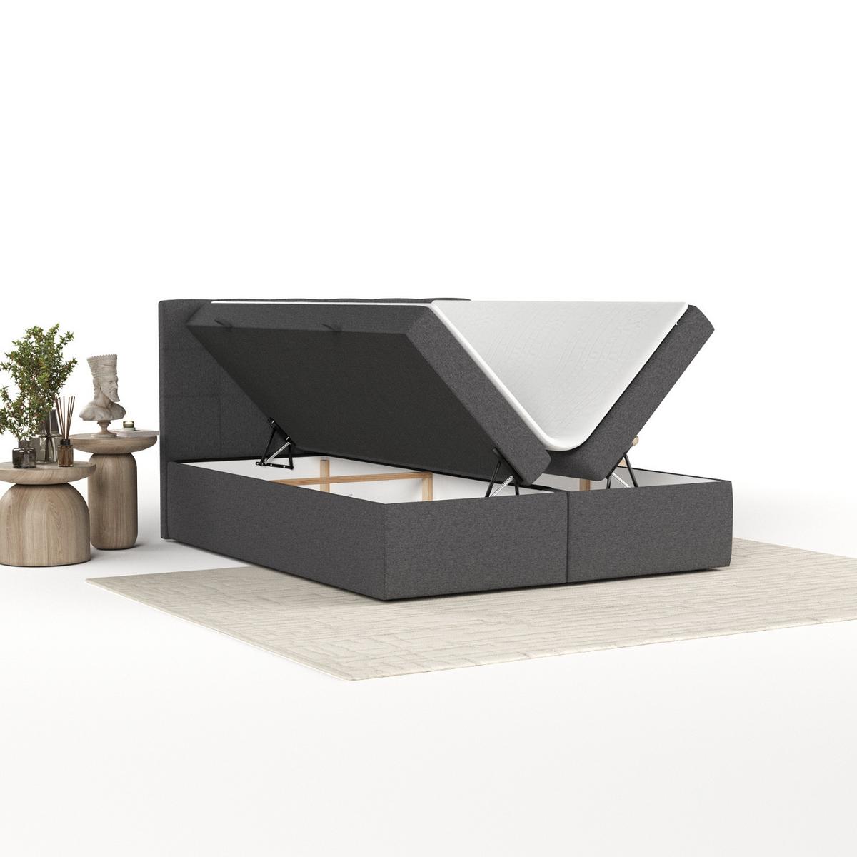 BOXBETT Lean 180/200 cm Anthrazit im Megan Stoff - Anthrazit/Schwarz, Holz/Holzwerkstoff (180/200cm) - AltaBeds