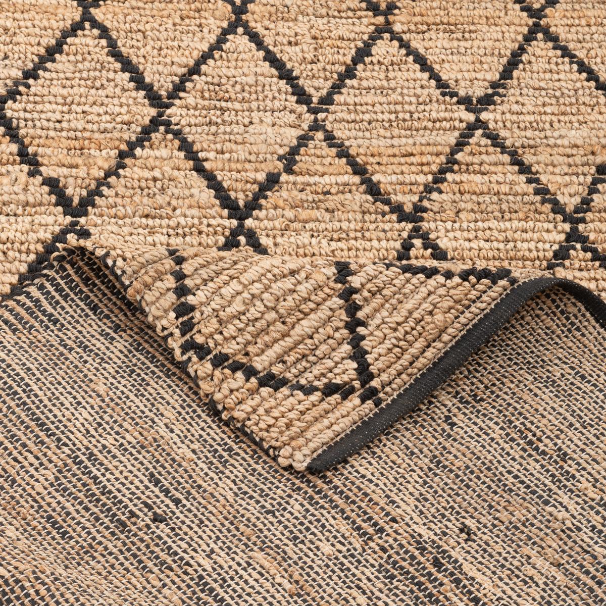 NATURFASER TEPPICH JUTE SALSA RAUTEN - Beige/Schwarz, Textil (120/170cm) - Pergamon