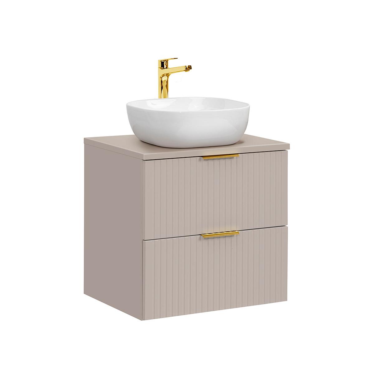 WASCHTISCH 60.6cm Adriel Beige - Beige/Goldfarben, Holzwerkstoff (60.6/59/46cm) - Petits-meubles