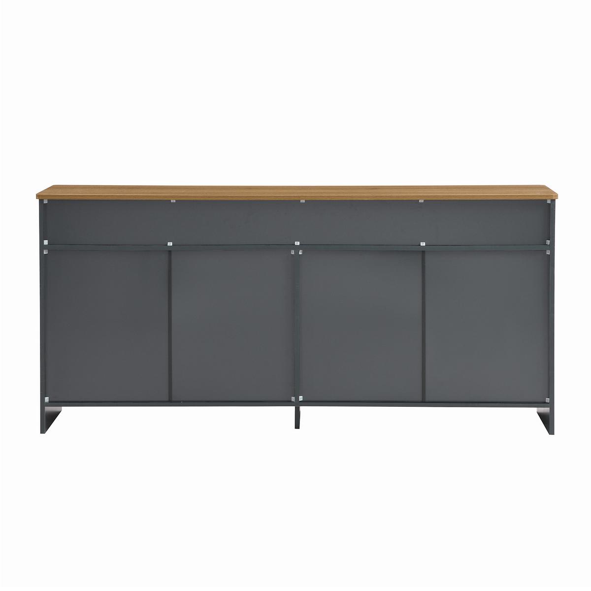 SIDEBOARD Landhausstil Grauschwarz & Holzoptik 160cm mit 4 Türen & 3 Schubladen - Schwarz, Holzwerkstoff (160/75/37cm) - Urban Meuble