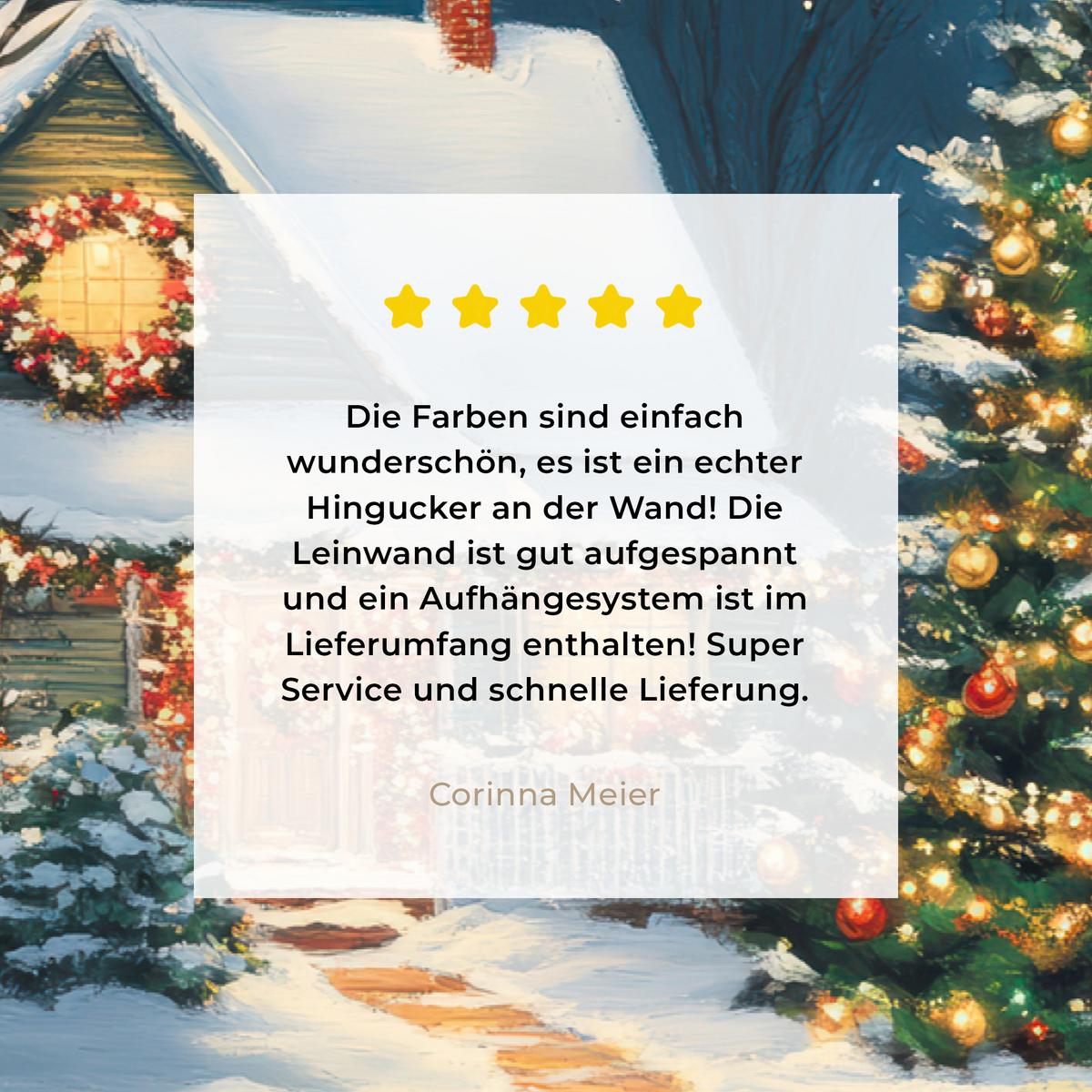 LEINWANDBILD Weihnachten - Weihnachtsbaum - Winter - Zuhause - Schnee Gemälde 60x40 cm - Smaragdgrün, Textil (60/40cm) - MuchoWow