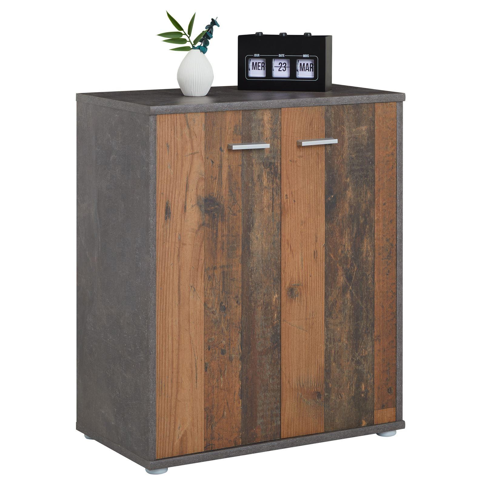 SCHUHSCHRANK LENNIS Old Style/Beton dunkel - Dunkelgrau/Dunkelbraun, Holzwerkstoff (60/70/35cm) - CARO-Möbel