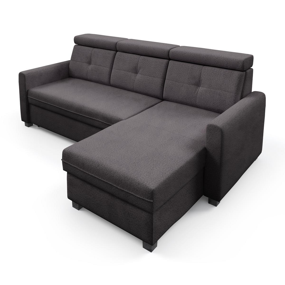 ECKSCHLAFSOFA Milano, Schwarz, rechts - Schwarz, Textil (217/166cm) - Beautysofa