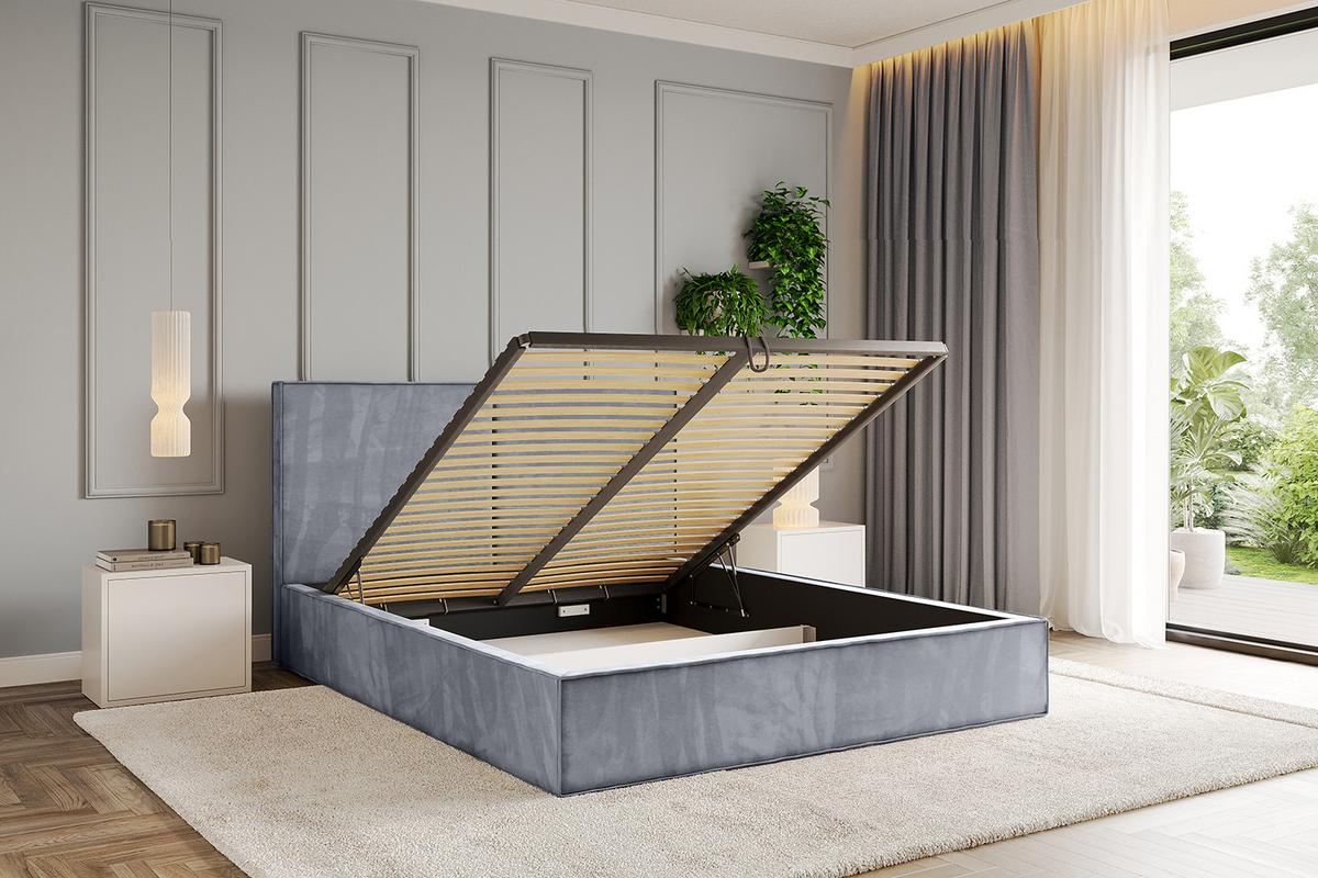 POLSTERBETT mit Bettkasten und Lattenrost, Boxbett ohne Matratze - EMMI 180x200 Grau - Grau, Holzwerkstoff/Textil (180/200cm) - ALTDECOR