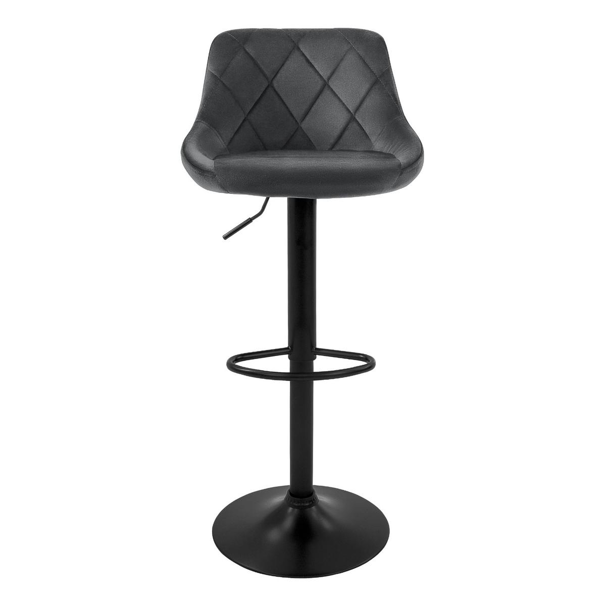 BARHOCKER 2er Set aus Samt Grau höhenverstellbar/drehbar - Schwarz/Grau, Metall (37/106/47cm) - ML-DESIGN