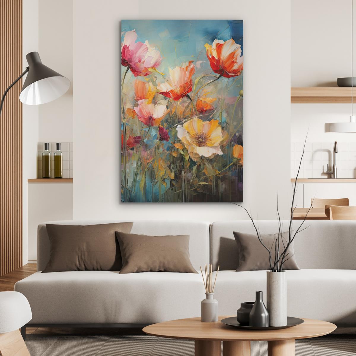 AKUSTIKBILD Blumen - Aquarell - Kunst - Botanisch - Natur Wanddeko 70x100 cm - Orange, Kunststoff (70/100/0.9cm) - MuchoWow