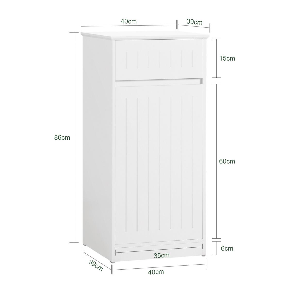WÄSCHESCHRANK mit Wäschesack Weiß - Weiß, Holzwerkstoff (40/86/39cm) - SoBuy