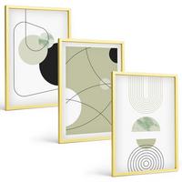 BILDER SET 3er Set - 40x60 cm Goldrahmen - Abstrakte Formen und Farben - Goldfarben, Kunststoff (40/60cm) - TULUP