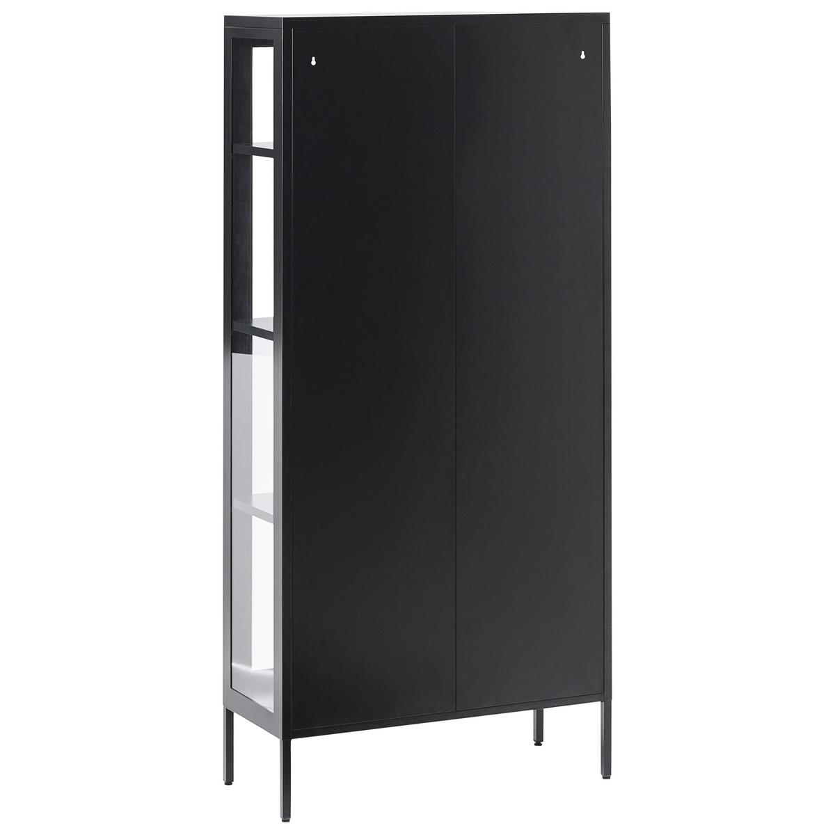 VITRINE Metall schwarz 4 Fächer 176 cm Harty - Schwarz, Metall (80/176/35cm) - Beliani