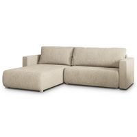 ECKSOFA TURIN N Creme Bucle-Stoff mit Schlaffunktion - Creme/Grau, Holz/Kunststoff (265/183cm) - MASSENO