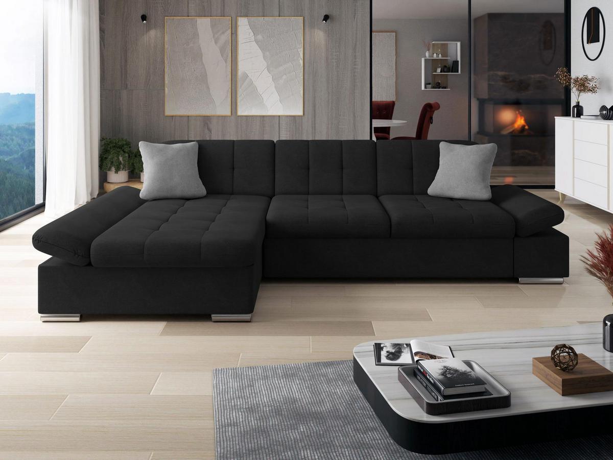 ECKSOFA Montana, Seite: Links - Schwarz, Holz/Textil (278/161cm) - MIRJAN24