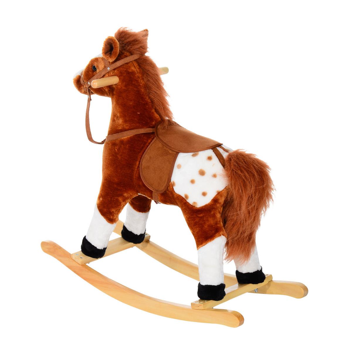 SCHAUKELPFERD Kinder Wiehern Schaukeltier Schaukelspielzeug Braun - Braun, Holz (28/65/74cm) - HOMCOM