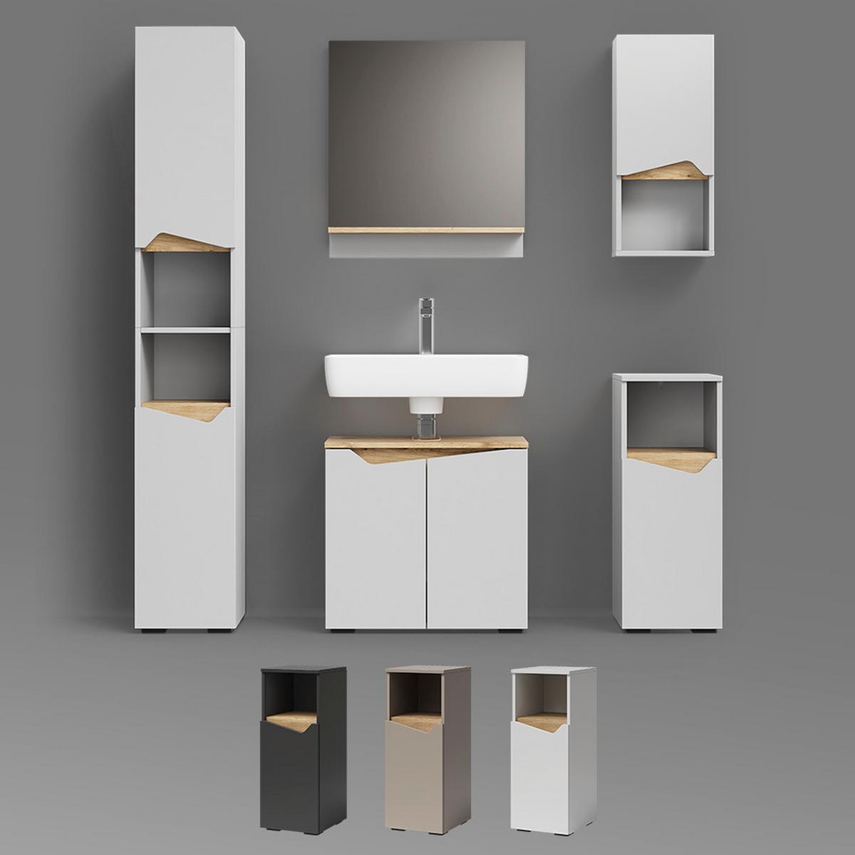 WASCHBECKENUNTERSCHRANK Timavo Greige 60 x 57.5 cm mit 2 Türen - Greige, Holzwerkstoff (60/57.5/35cm) - Livinity®