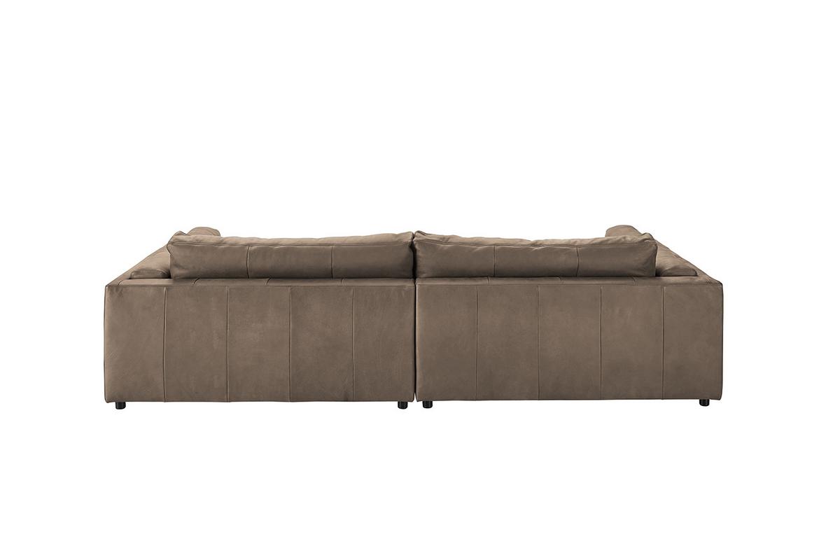 BIG SOFA RAINA Taupe Leder - Taupe/Schwarz, Leder/Kunststoff (294/85/150cm) - KAWOLA
