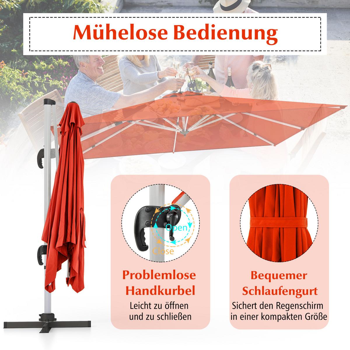 TERRASSENSCHIRM 300cm Weinrot - Weinrot, Metall (300/300cm) - COSTWAY