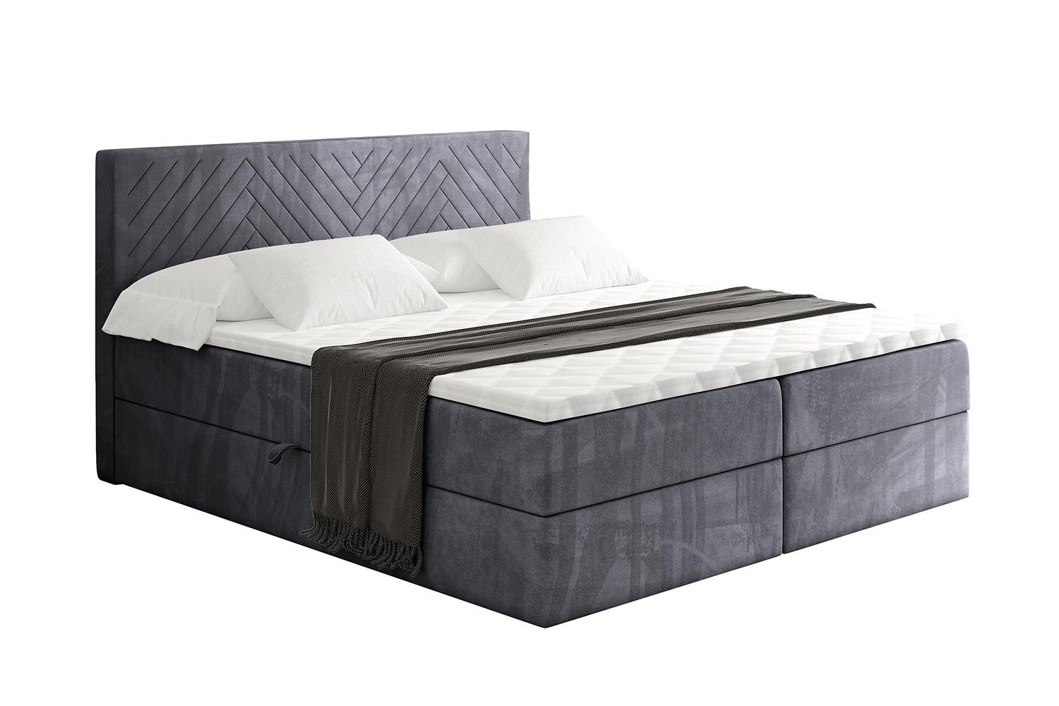 BOXBETT mit Matratze H4 und Lattenrost - VEXA - 120x200 - Dunkelgrau Casablanca - Dunkelgrau, Holzwerkstoff/Kunststoff (120/200cm) - ALTDECOR