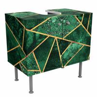 WASCHBECKENUNTERSCHRANK Dunkler Smaragd mit Gold 60/55/35 cm - Grün, Holzwerkstoff (60/55/35cm) - Bilderwelten