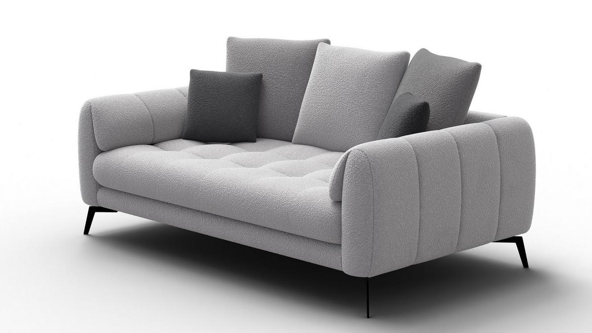 SOFA CALME 2,5-Sitzer, hellgrau und dunkelgrau - Hellgrau/Schwarz, Holz/Textil (199/92/108cm) - Wozimo
