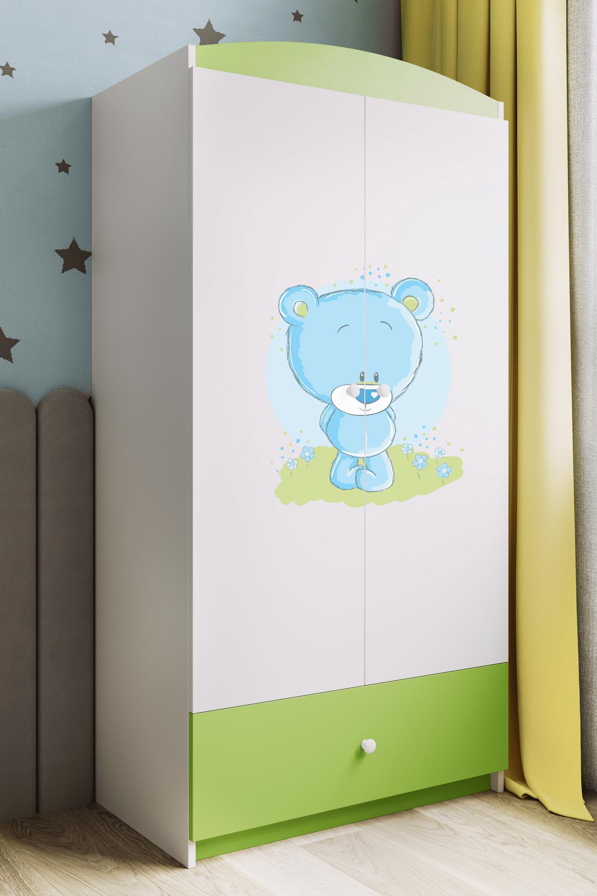 KINDERKLEIDERSCHRANK Blaubär - Grün, Holzwerkstoff (90/175/52cm) - RAUMHIRSCH FURNITURE