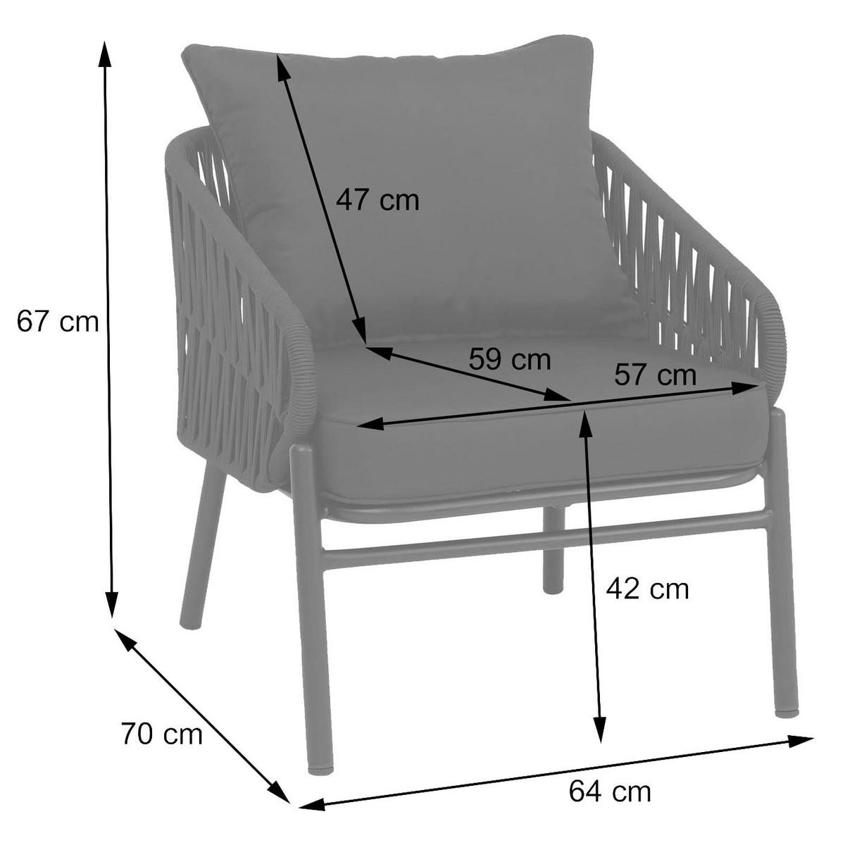GARTENSTUHL Hellgrau - Hellgrau, Metall (64/67/70cm) - MCW