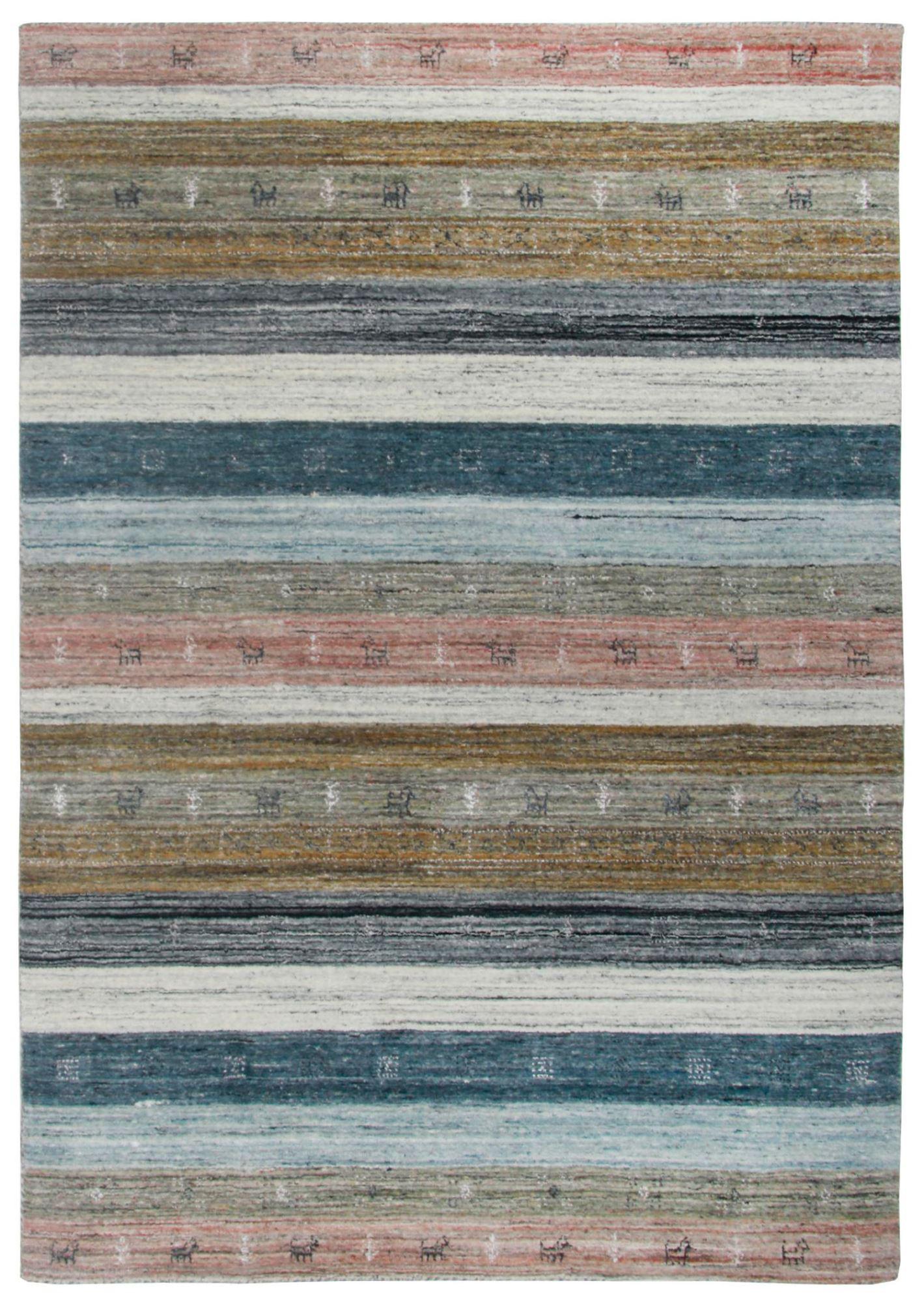 WOLLTEPPICH Nebraska Streifen Design 140x200 cm - Multicolor, Textil (140/200cm) - THEKO