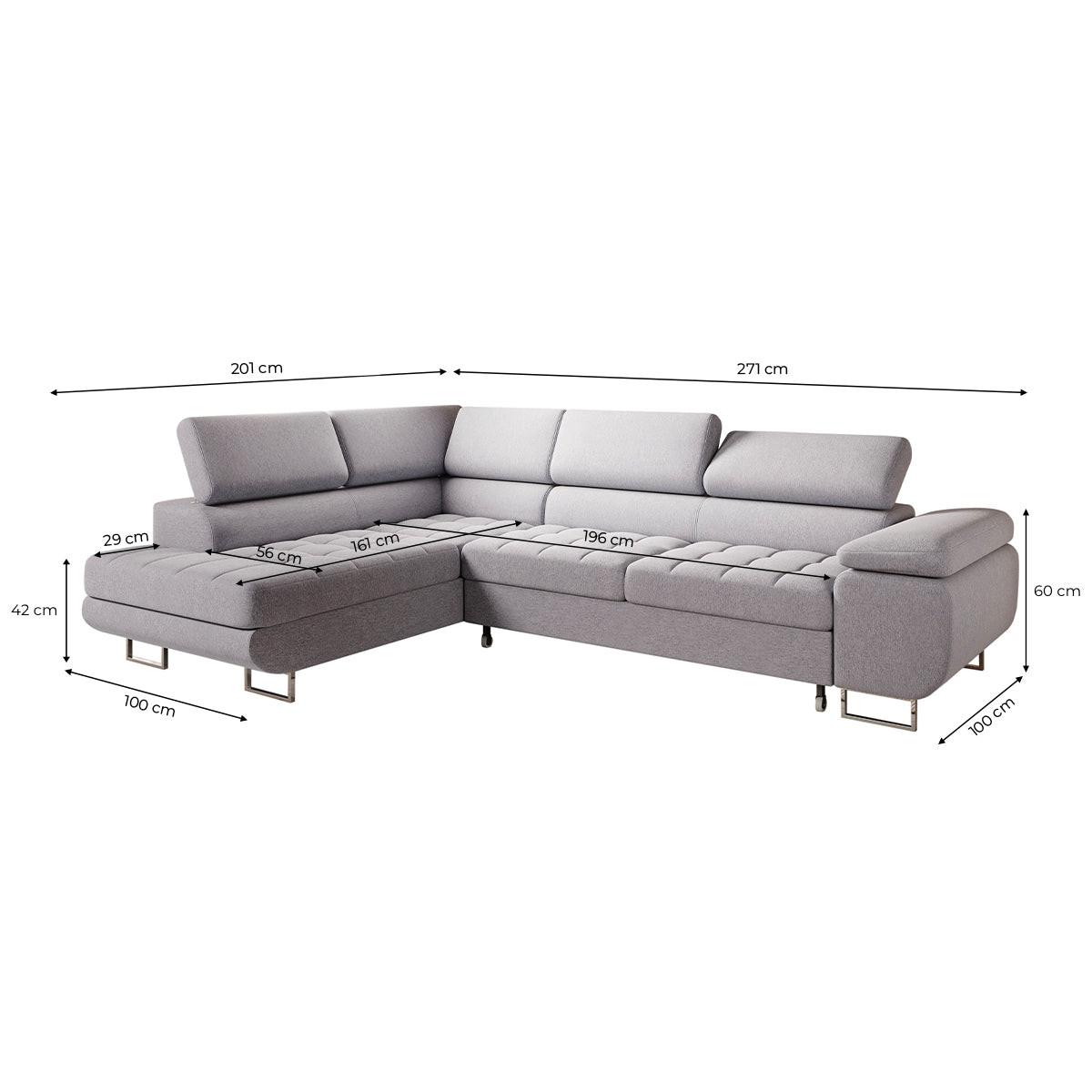 ECKSOFA Eden 4 Sitzplätze Grau - Grau, Textil (271/201cm) - Petits-meubles